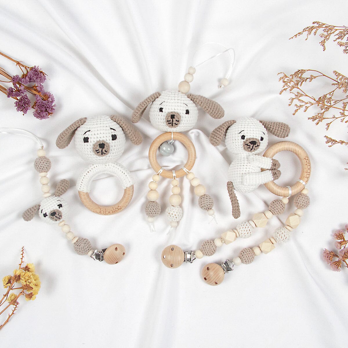Handmade Dog Crochet Set | White toys Jabaloo 