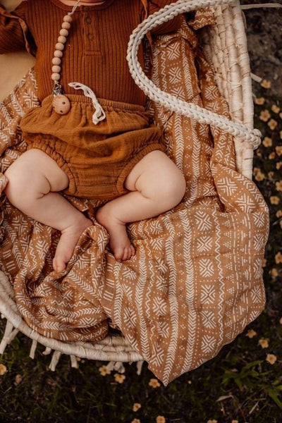 Ultra Soft Organic Swaddle Blanket | Dark Mustard sleep Jabaloo 